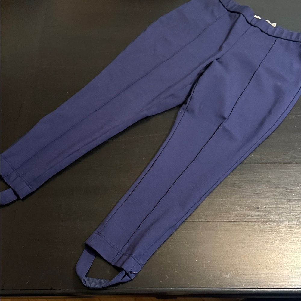 Tory Sport Navy Blue Stirrup Activewear Pants Women XL‎ Stretch Zip Ankle